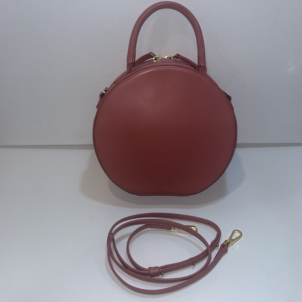 Mansur Gavriel Dark Pink Leather Round Crossbody Bag